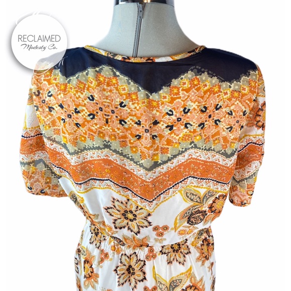 ENFOCUS Orange & Navy Spring Summer Dress - Picture 4 of 8